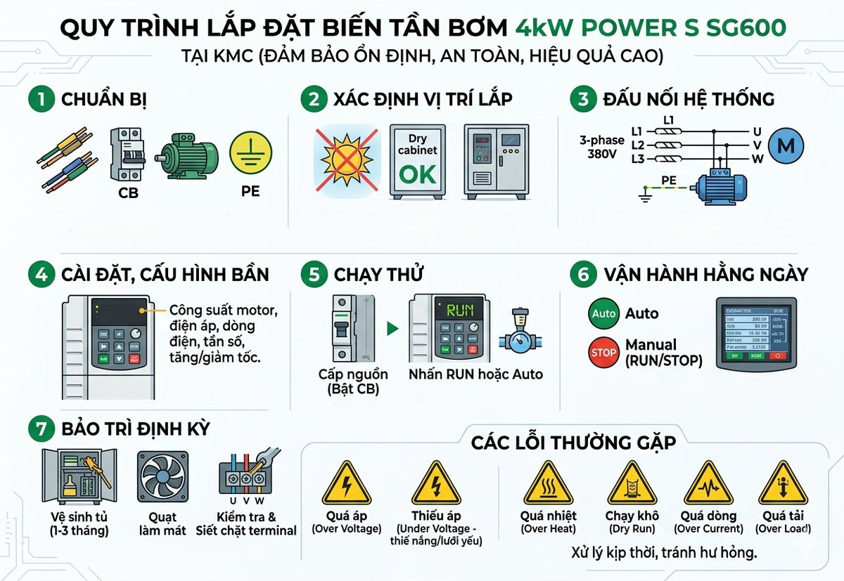 Báo giá biến tần bơm 4kW Power S SG600 3 pha/380V