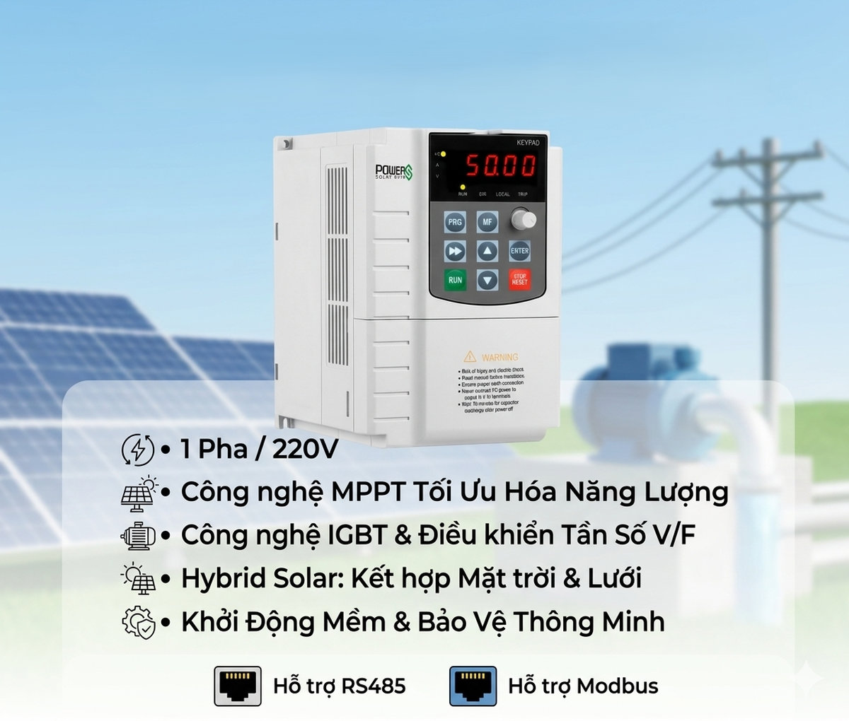 Biến tần bơm 4kW Power S SG600 1 pha/220V uy tín