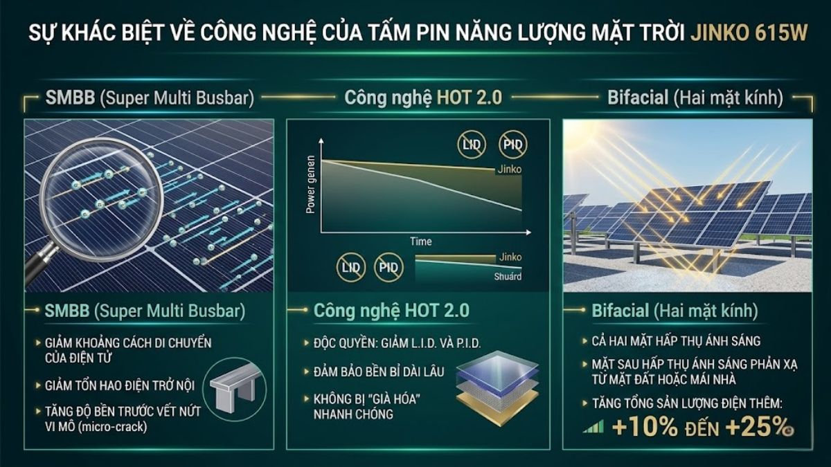 công suất tấm pin năng lượng mặt trời Jinko 615W