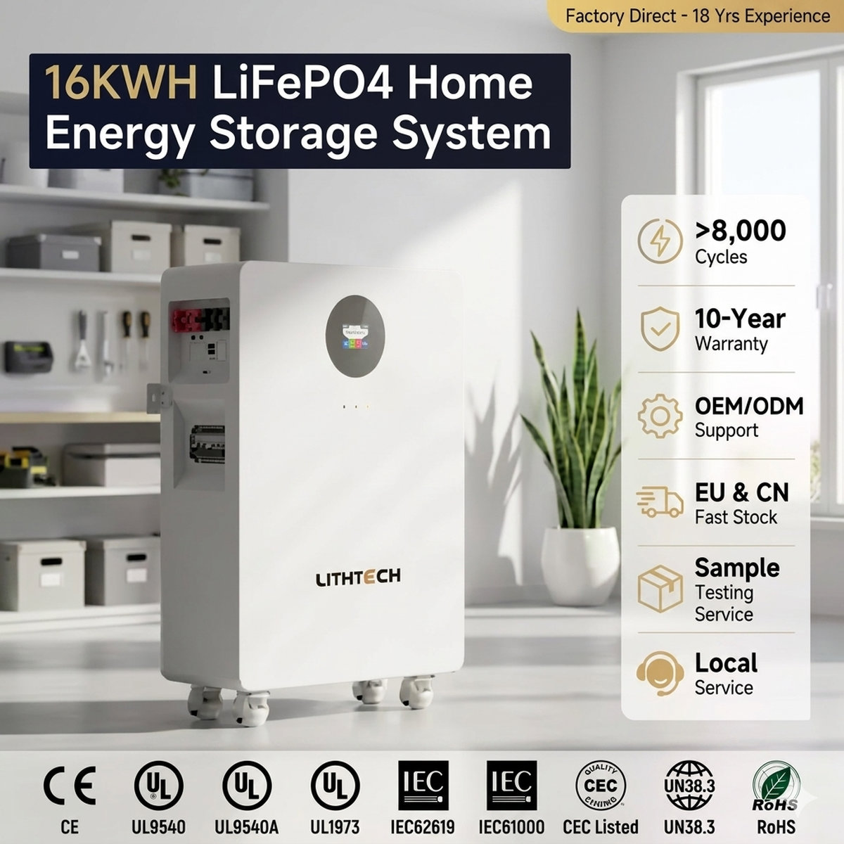 Giá pin lưu trữ điện mặt trời Lithium Lihtech 16kW
