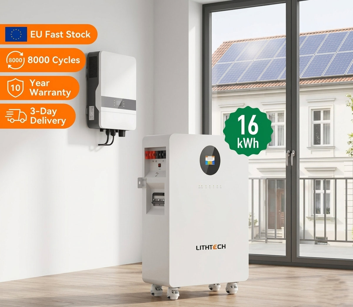 Pin lưu trữ điện mặt trời Lithium Lihtech 16kW chất lượng